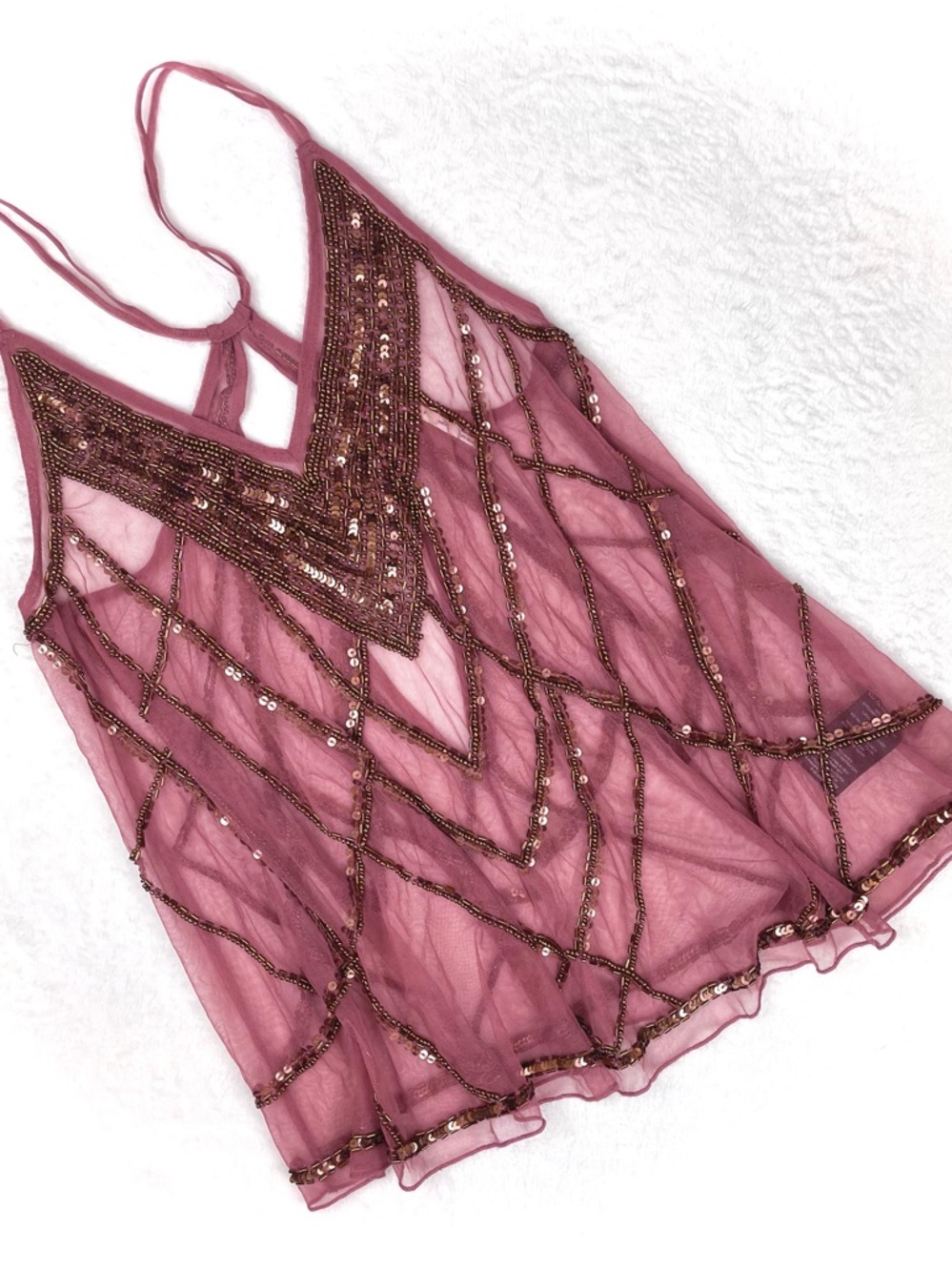 Kimchi Blue Dusty Rose Beaded Sheer Tank - Picture 2 of 8